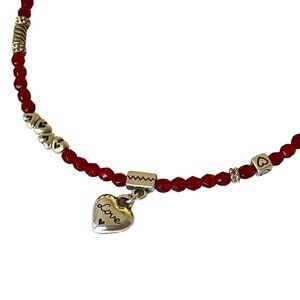 BRIGHTON Necklace: Le Rouge pendant necklace beaded with garnets silver plated